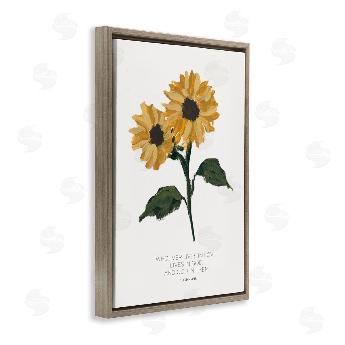 Proverb with Sunflowers Brown Floating Frame Canvas Wall Art, Home Decor by Lucille Price