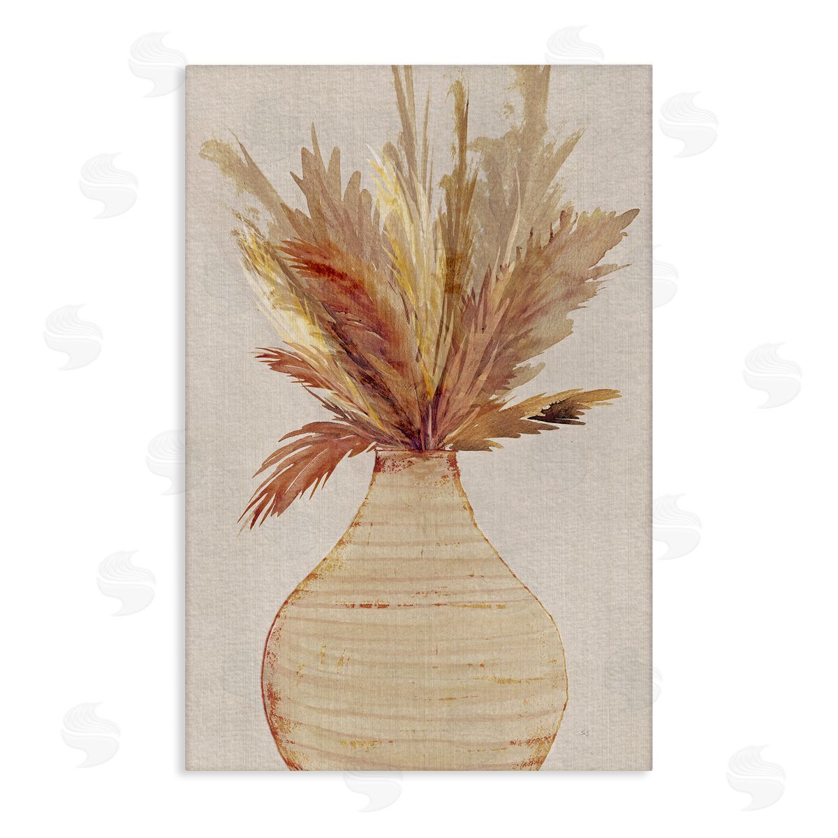 Potted Wheat Reeds Canvas Wall Art, Home Decor by Susan Jill