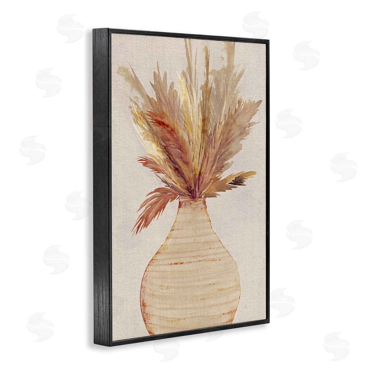 Potted Wheat Reeds Black Frame Print Wall Art, Home Decor by Susan Jill