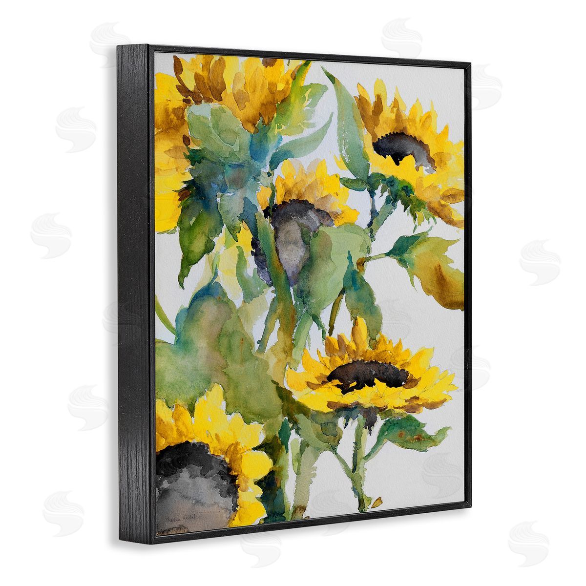 Bright Blooming Sunflowers Black Frame Print Wall Art, Home Decor by Theresa Heidel
