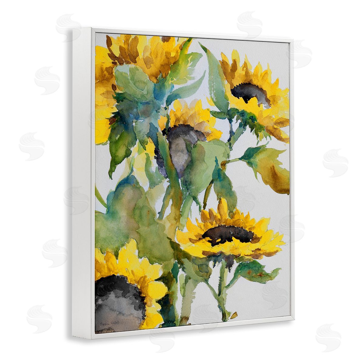 Bright Blooming Sunflowers White Frame Print Wall Art, Home Decor by Theresa Heidel