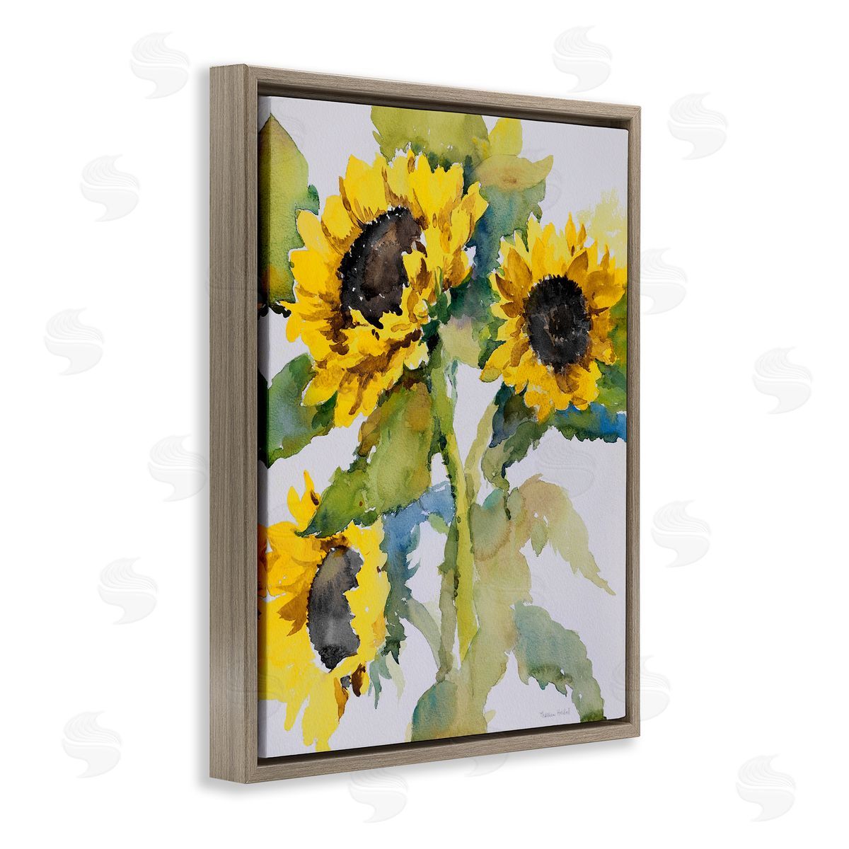 Bright Blooming Bouquet Brown Floating Frame Canvas Wall Art, Home Decor by Theresa Heidel