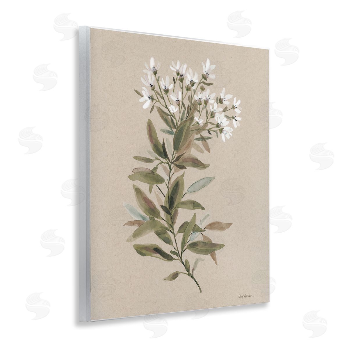 Watercolor Wildflower Sprig Wood Plaque Wall Art, Home Decor by Carol Robinson