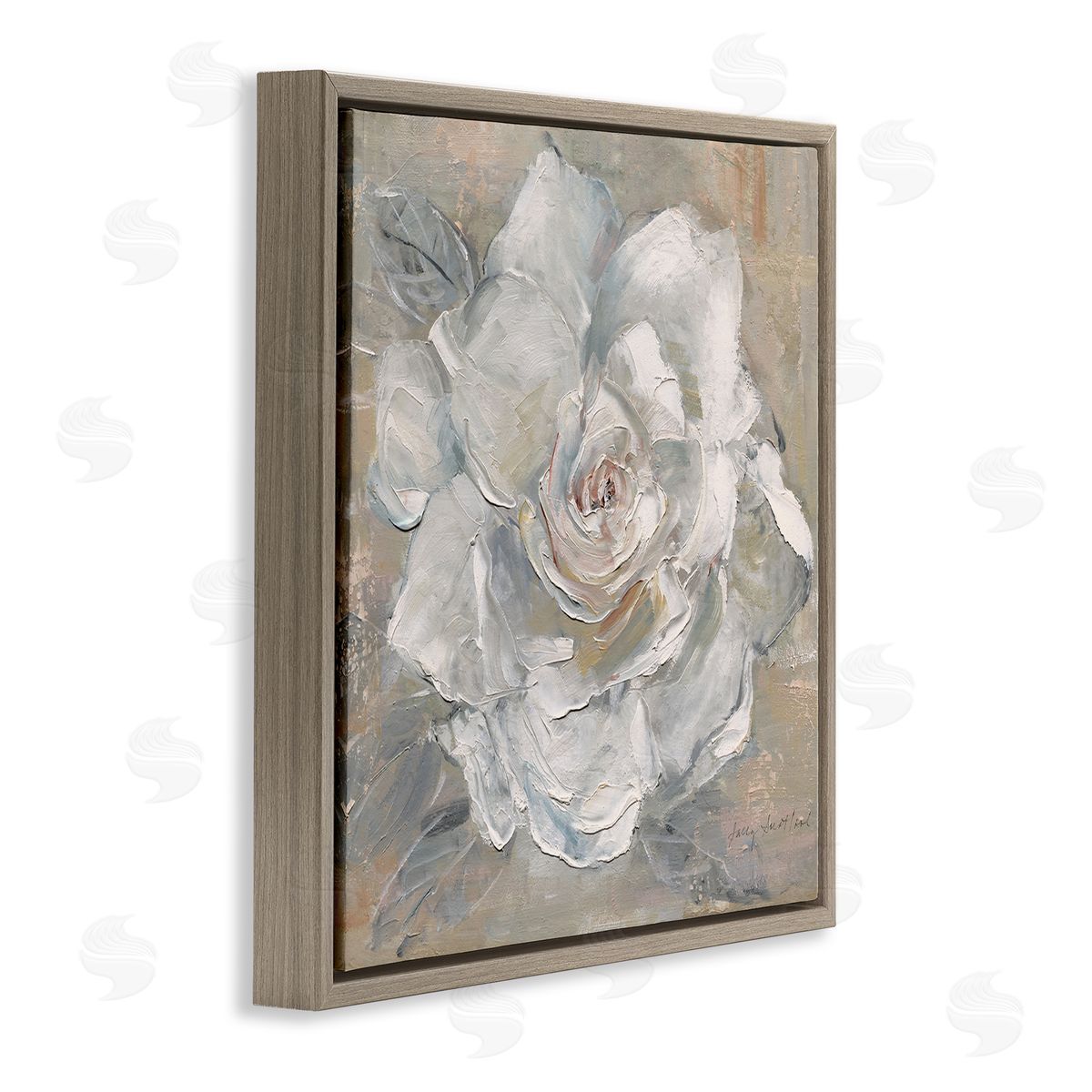 Paint Streak Rose Brown Floating Frame Canvas Wall Art, Home Decor by Sally Swatland