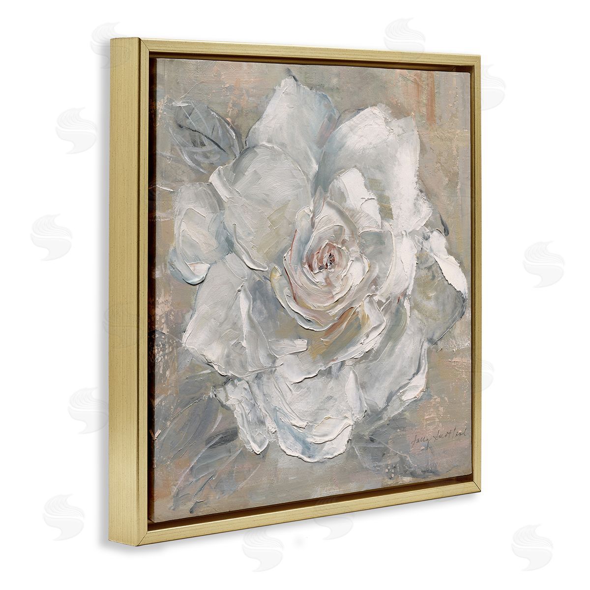 Paint Streak Rose Gold Floating Frame Canvas Wall Art, Home Decor by Sally Swatland