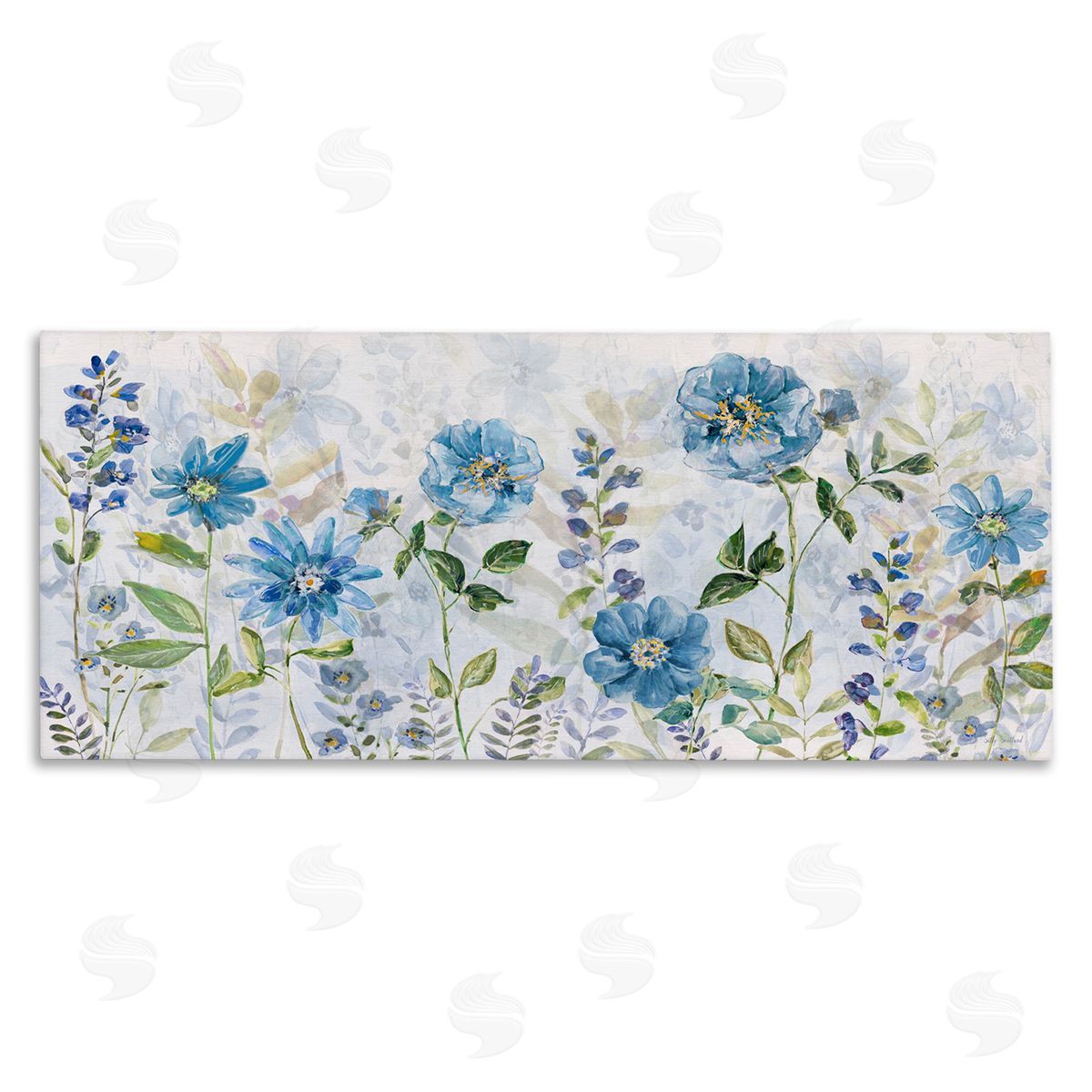 Wild Blue Poppies Canvas Wall Art, Home Decor by Sally Swatland