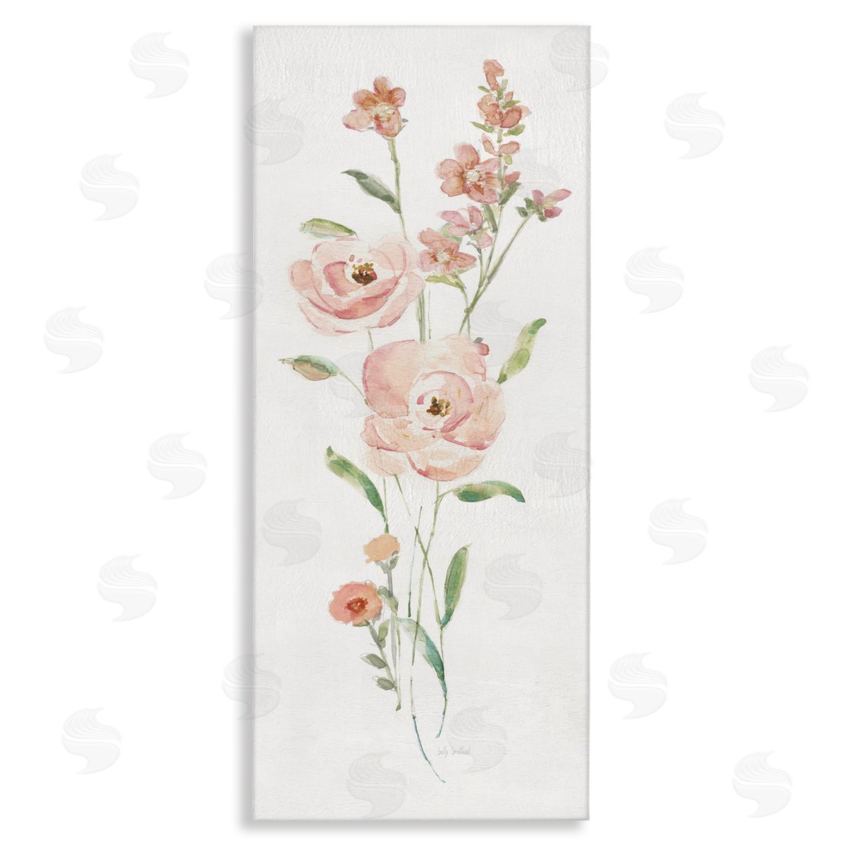 Pastel Rose Sprigs Canvas Wall Art, Home Decor by Sally Swatland