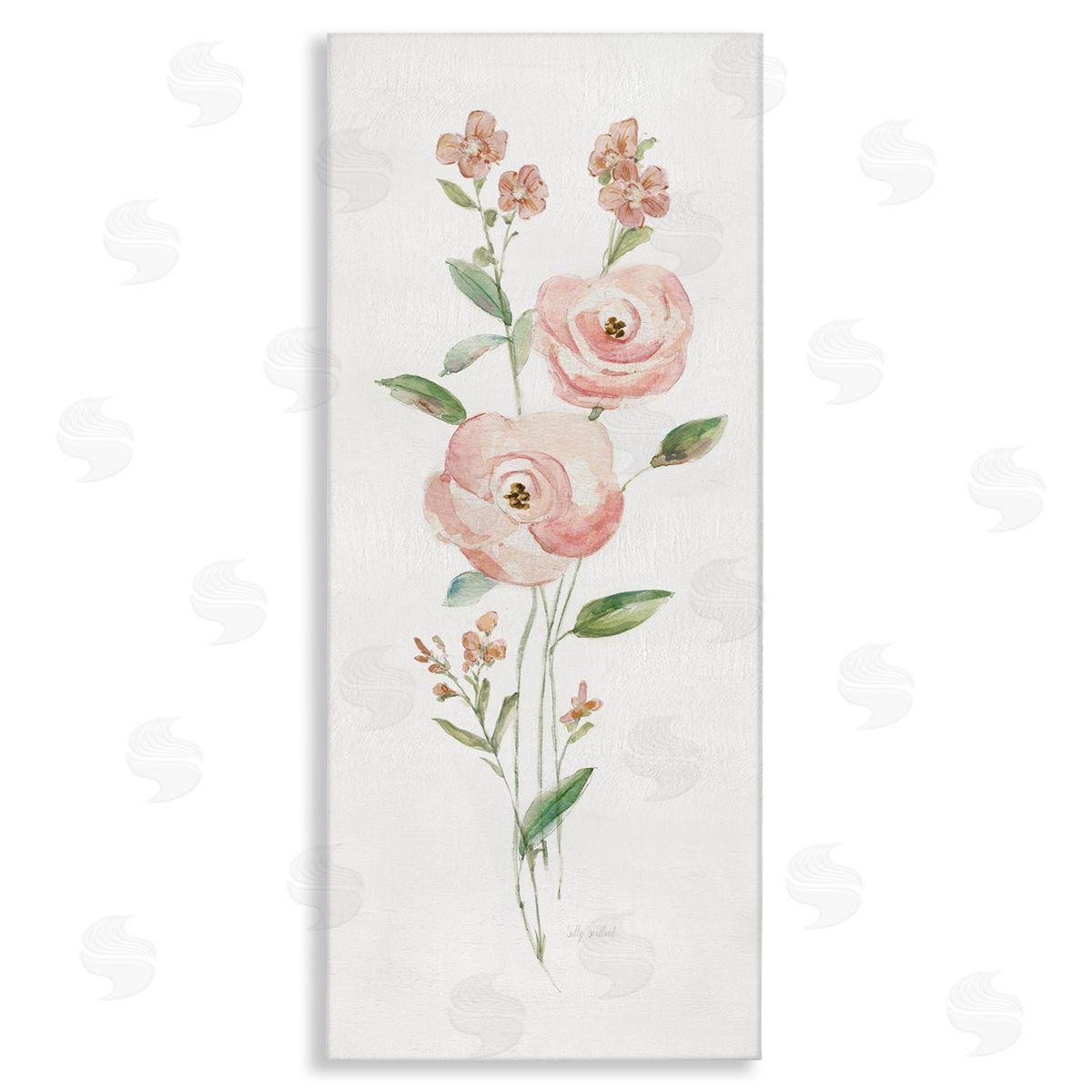 Soft Rose Sprigs Canvas Wall Art, Home Decor by Sally Swatland