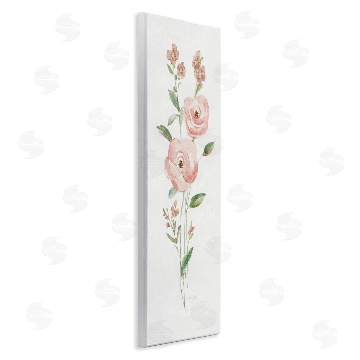 Soft Rose Sprigs Wood Plaque Wall Art, Home Decor by Sally Swatland