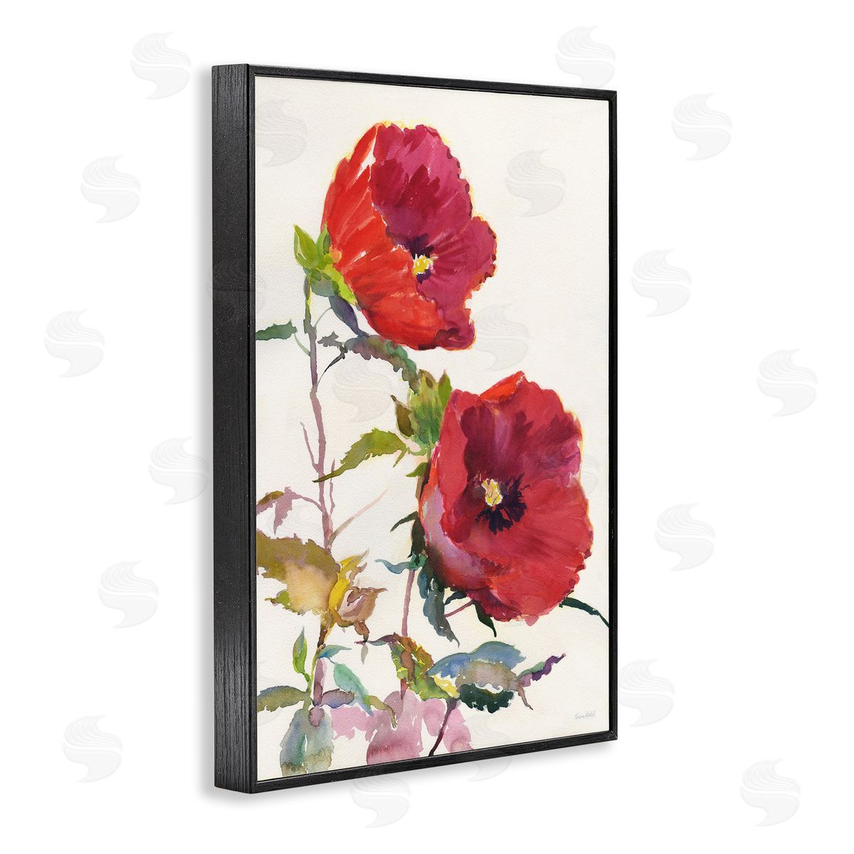 Bold Red Poppies Black Frame Print Wall Art, Home Decor by Theresa Heidel