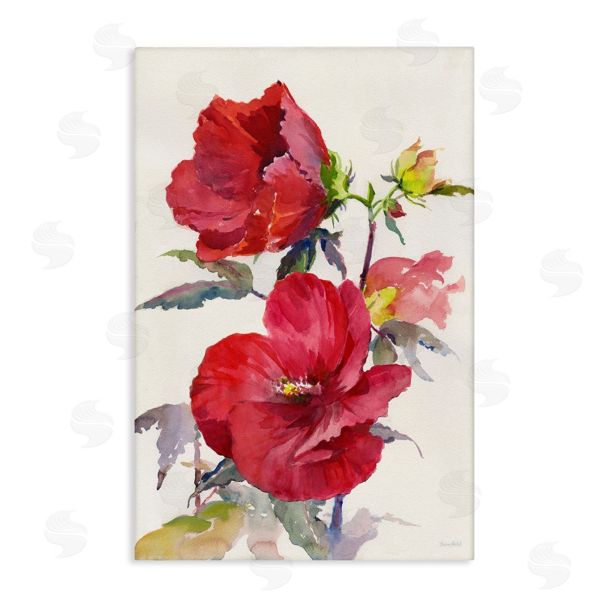 Two Red Poppies Canvas Wall Art, Home Decor by Theresa Heidel