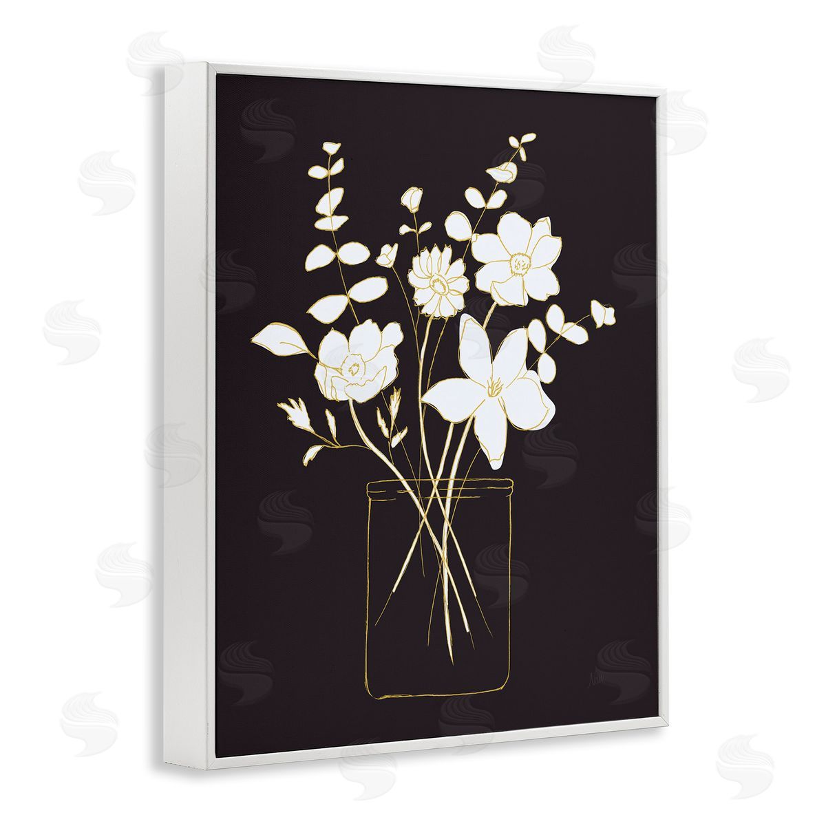 Classy White Flowers White Frame Print Wall Art, Home Decor by Nan