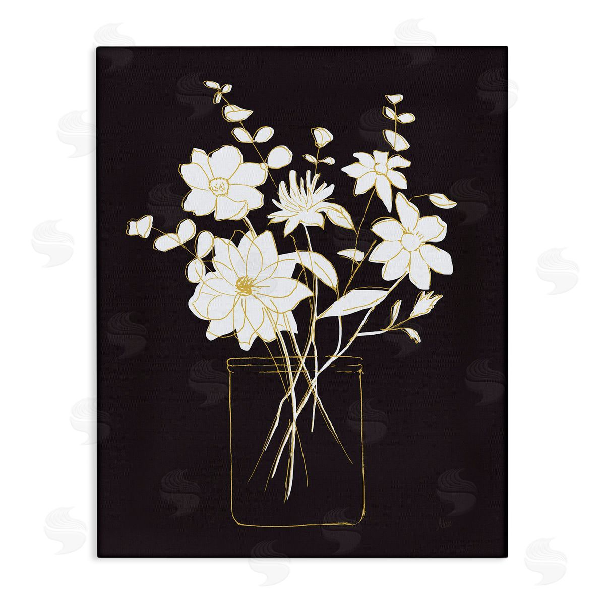 Classy Jar of Flowers Canvas Wall Art, Home Decor by Nan