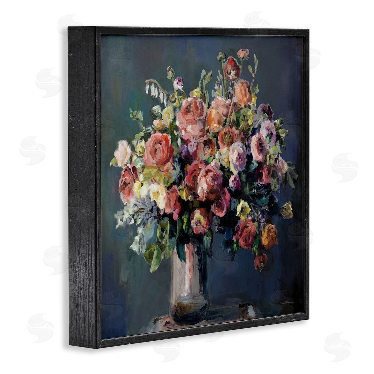 Abundant Dark Bouquet Black Frame Print Wall Art, Home Decor by Marilyn Hageman
