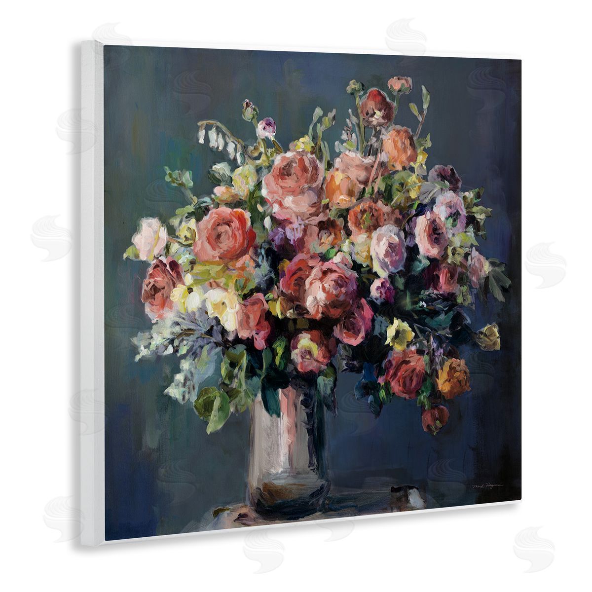 Abundant Dark Bouquet Wood Plaque Wall Art, Home Decor by Marilyn Hageman