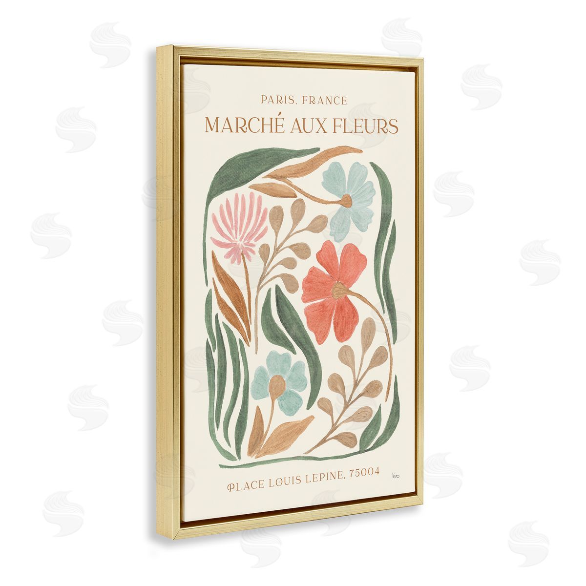 French Floral Painting Gold Floating Frame Canvas Wall Art, Home Decor by Veronique Charron