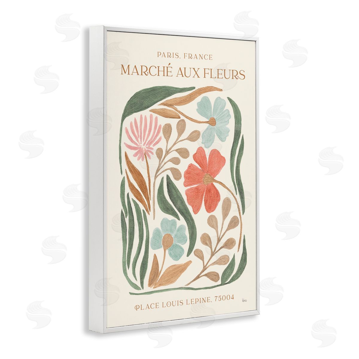 French Floral Painting White Frame Print Wall Art, Home Decor by Veronique Charron