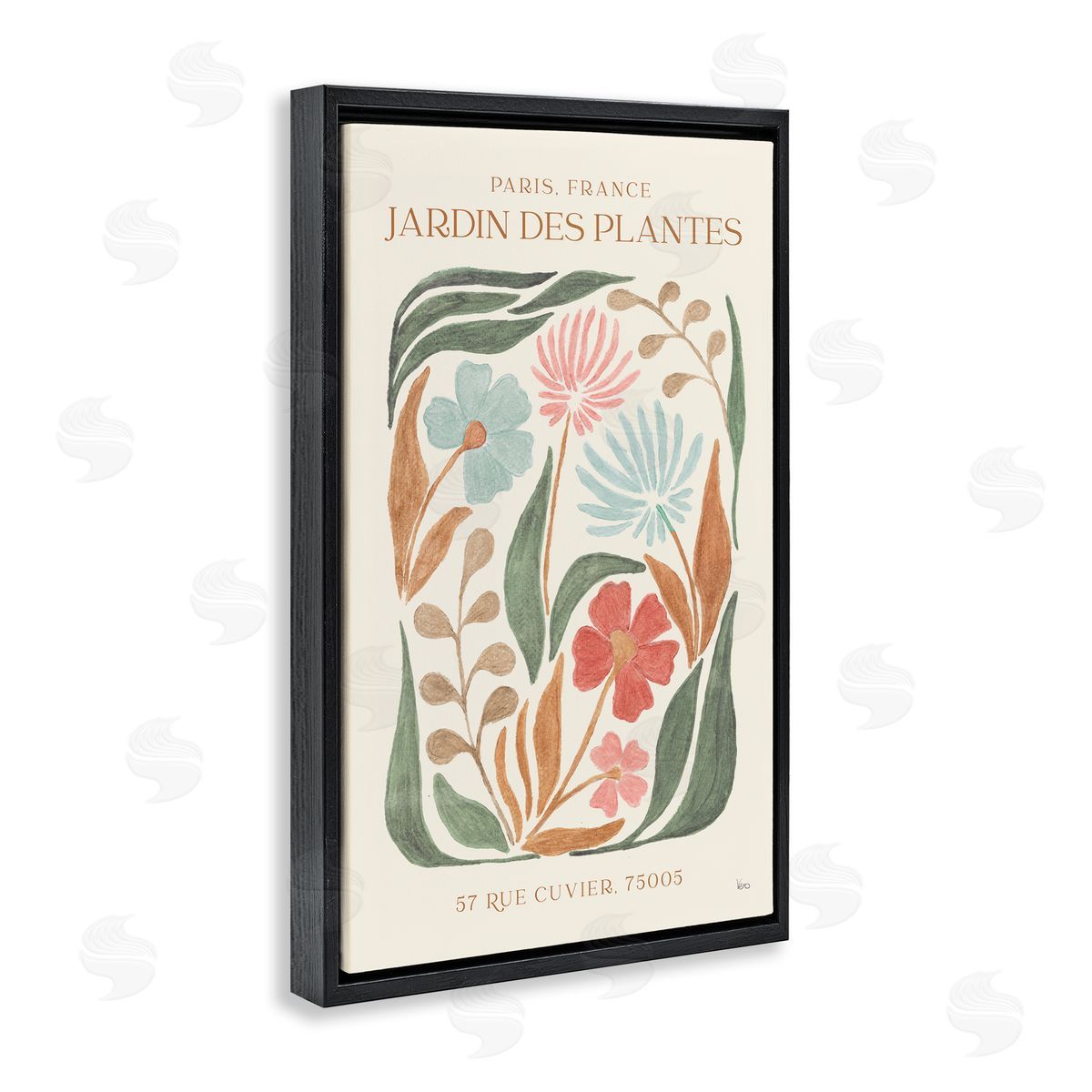 French Exhibition Florals Black Floating Frame Canvas Wall Art, Home Decor by Veronique Charron