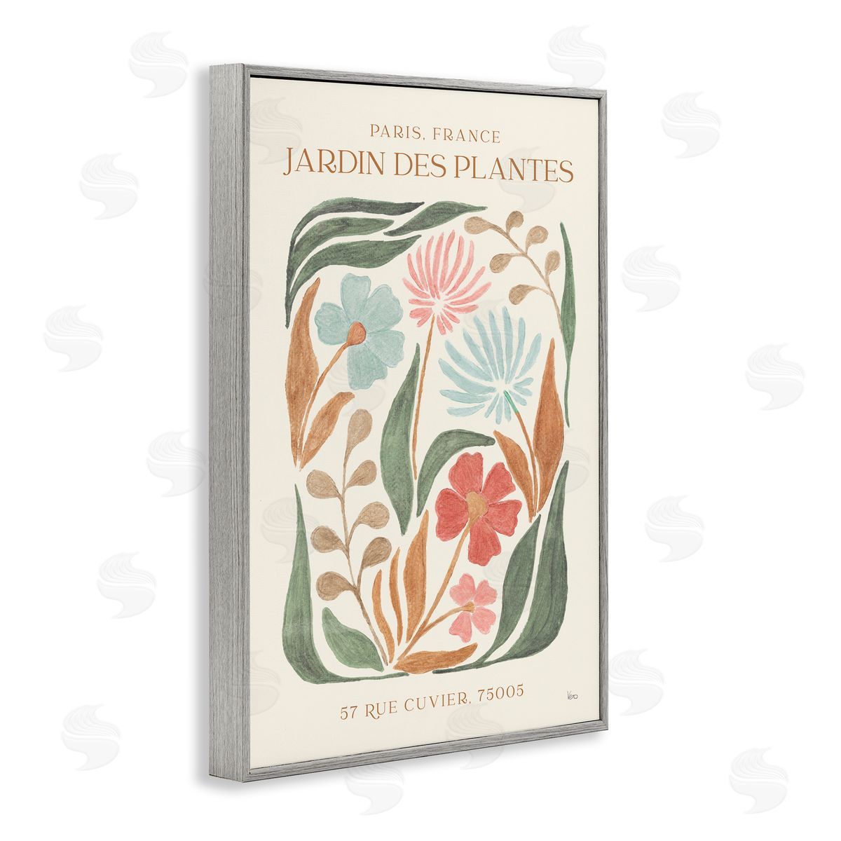 French Exhibition Florals Grey Frame Print Wall Art, Home Decor by Veronique Charron