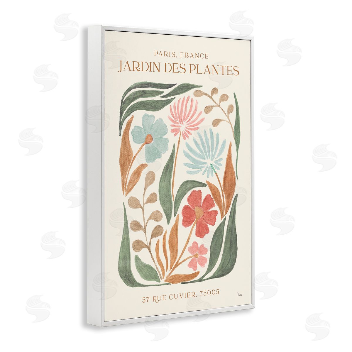 French Exhibition Florals White Frame Print Wall Art, Home Decor by Veronique Charron