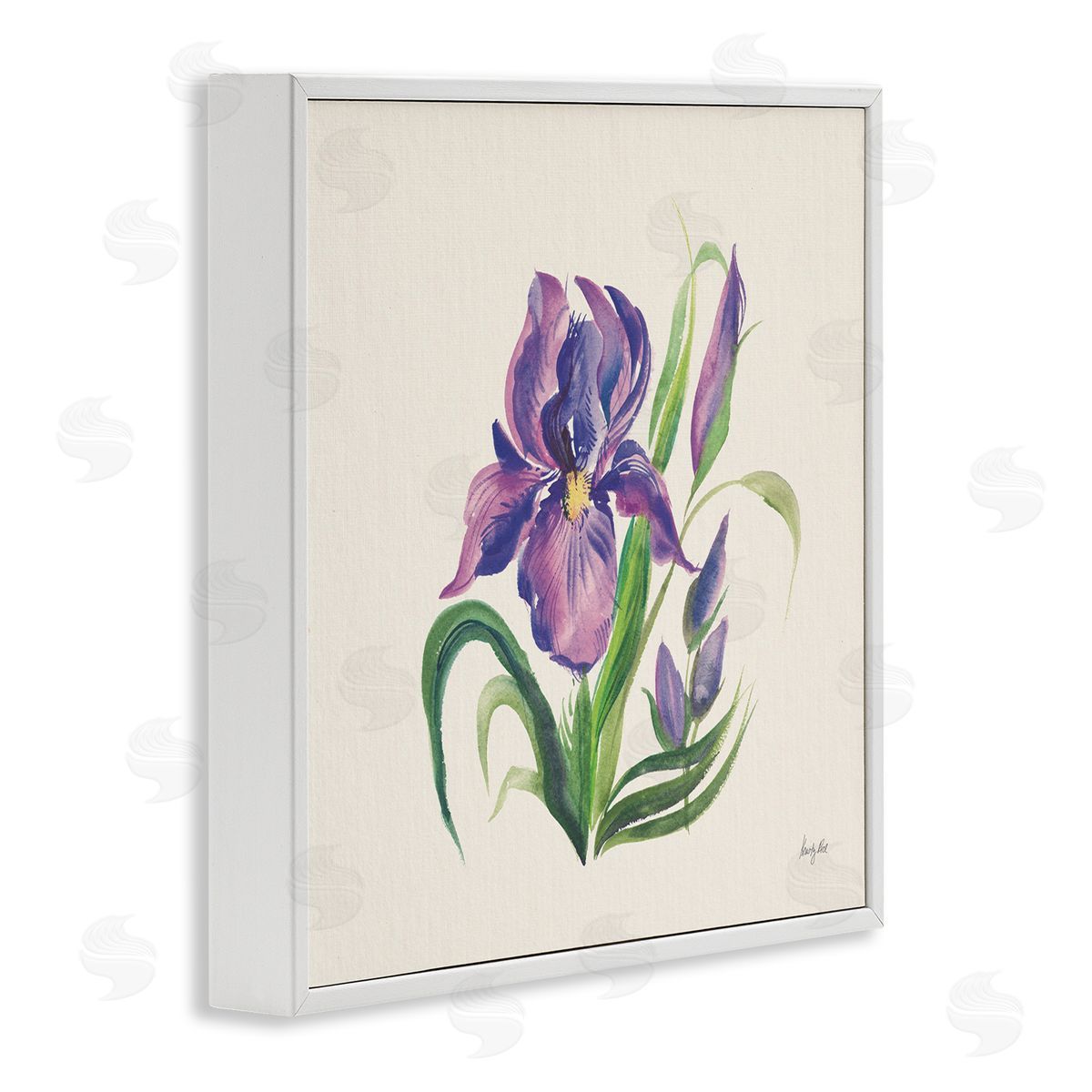 Purple Iris Flower White Frame Print Wall Art, Home Decor by Kristy Rice