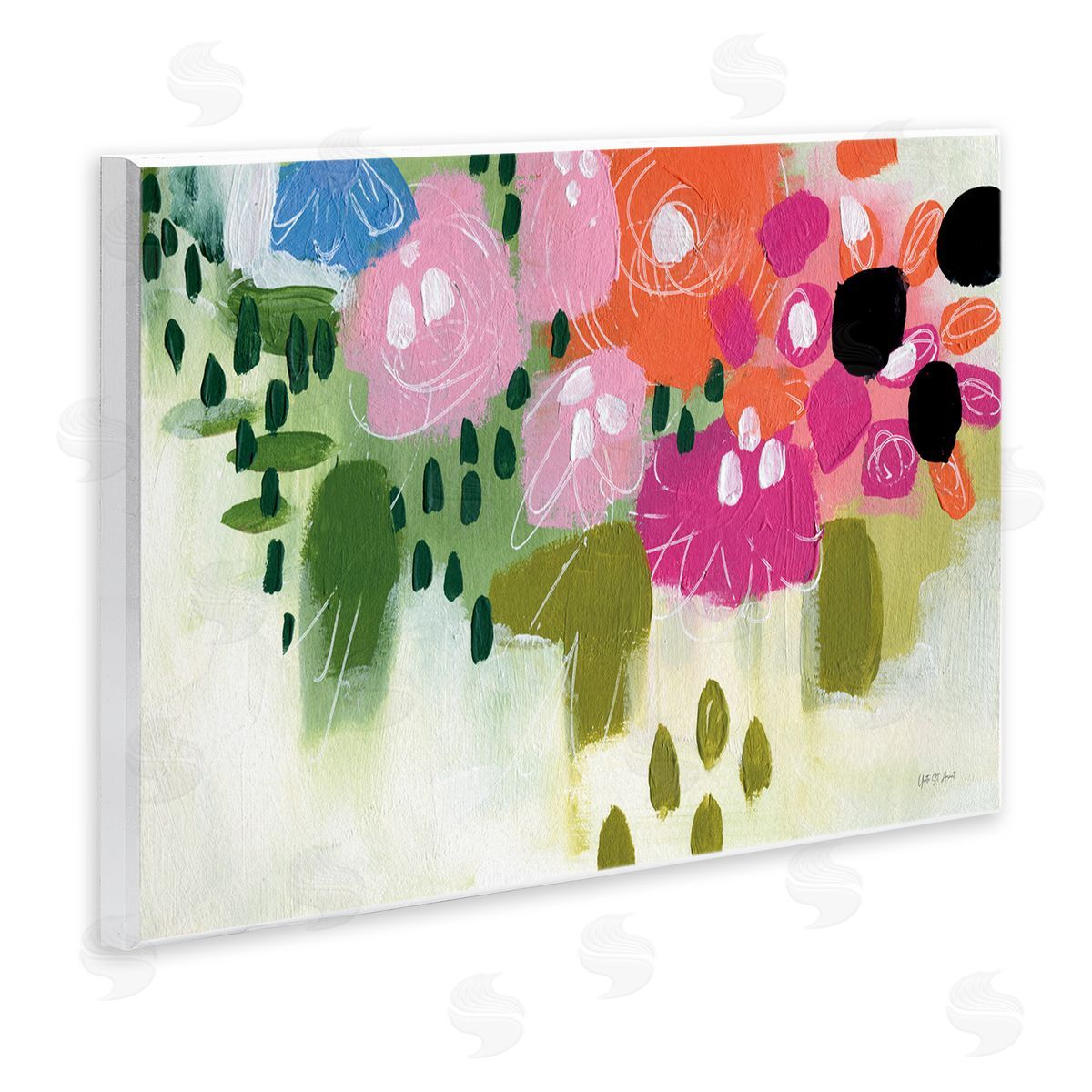 Abstract Brushed Floral Wood Plaque Wall Art, Home Decor by Yvette St. Amant