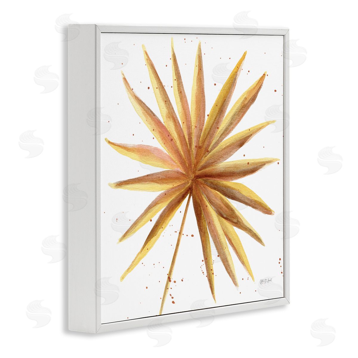 Golden Palm Frond White Frame Print Wall Art, Home Decor by Yvette St. Amant