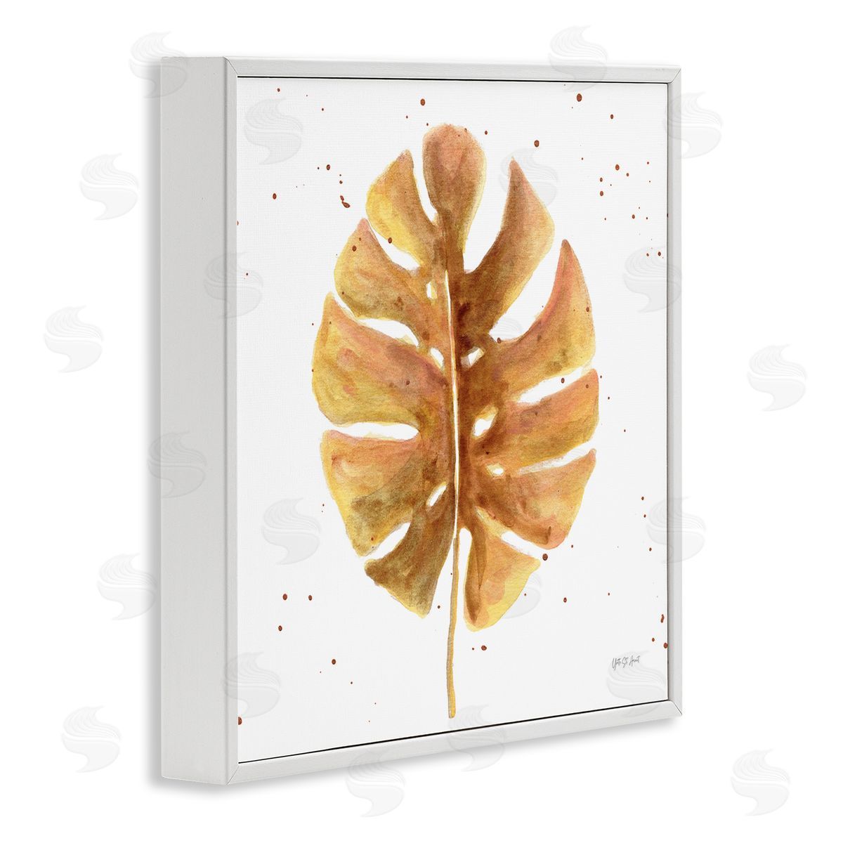 Golden Palm Leaf White Frame Print Wall Art, Home Decor by Yvette St. Amant