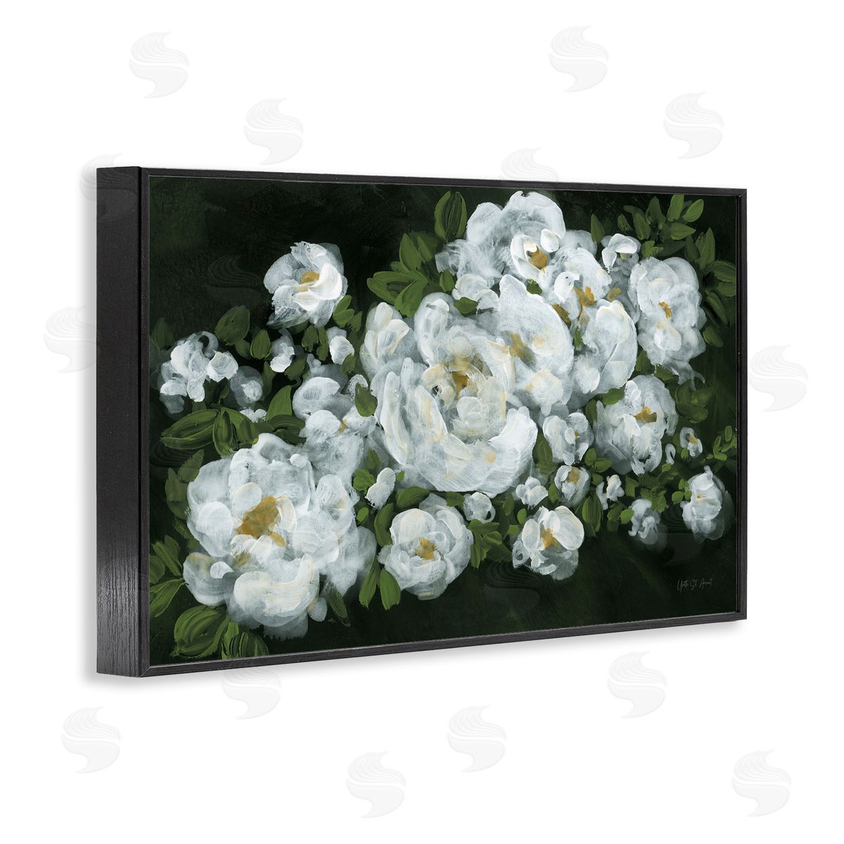 Midnight Blooming Roses Black Frame Print Wall Art, Home Decor by Yvette St. Amant