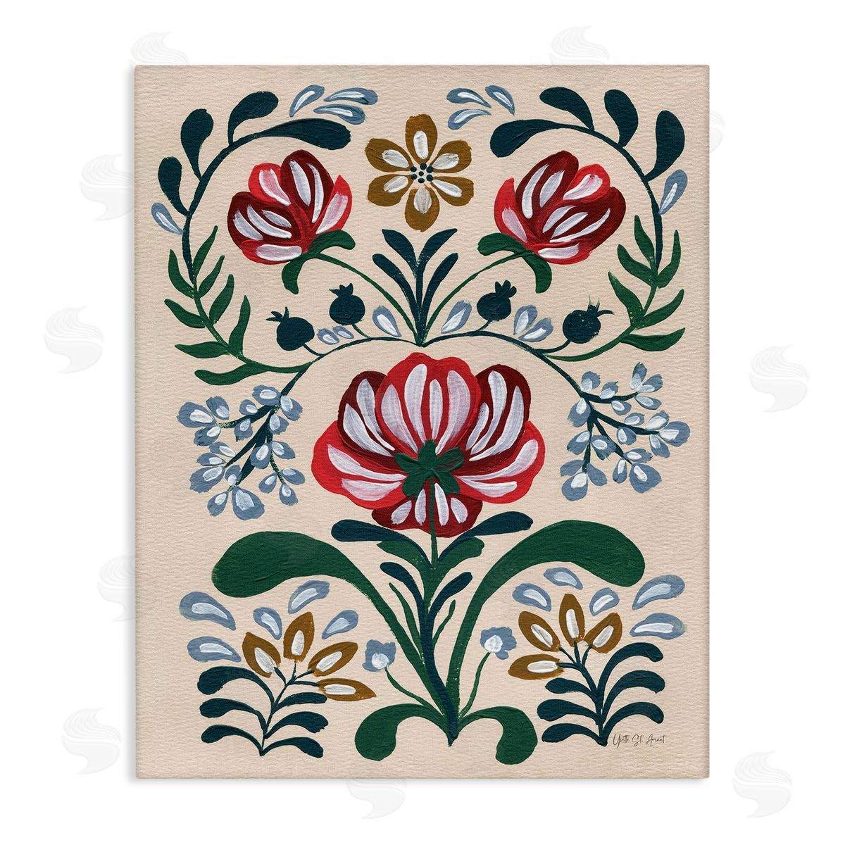 Boho Folk Florals Canvas Wall Art, Home Decor by Yvette St. Amant