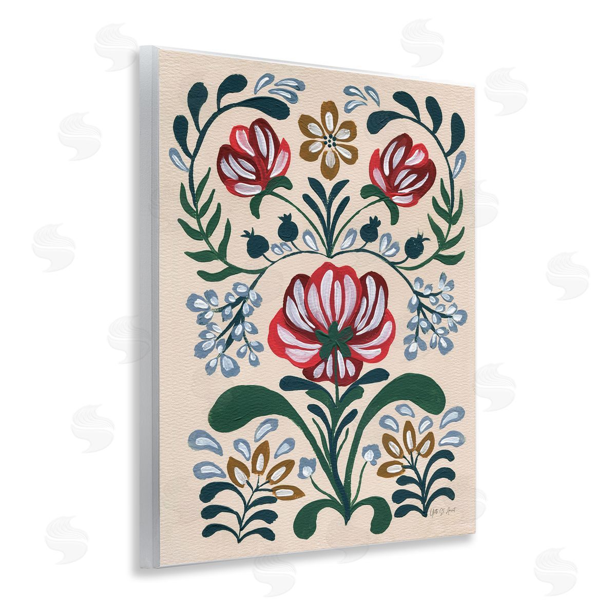 Boho Folk Florals Wood Plaque Wall Art, Home Decor by Yvette St. Amant