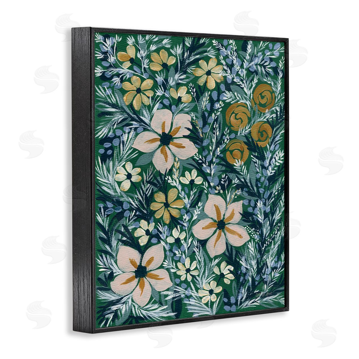 Summer Boho Florals Black Frame Print Wall Art, Home Decor by Yvette St. Amant