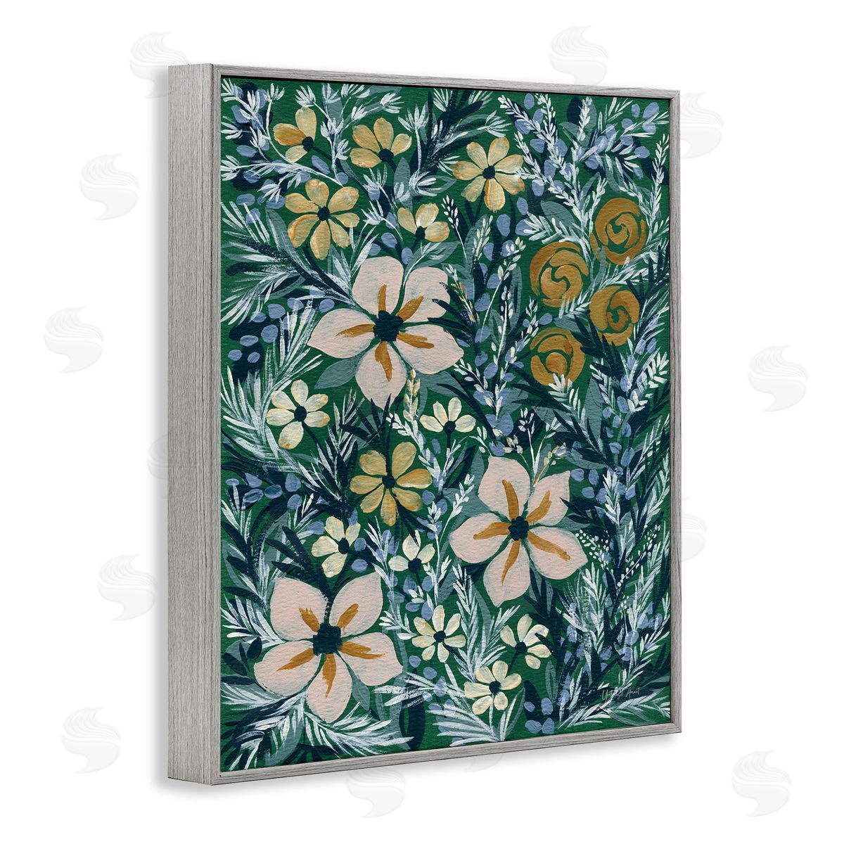 Summer Boho Florals Grey Frame Print Wall Art, Home Decor by Yvette St. Amant