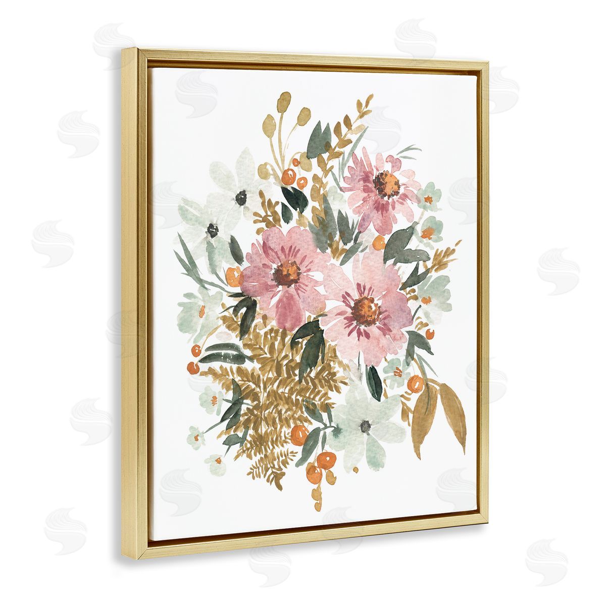 Bundle Of Wildflowers Gold Floating Frame Canvas Wall Art, Home Decor by Amanda Cook