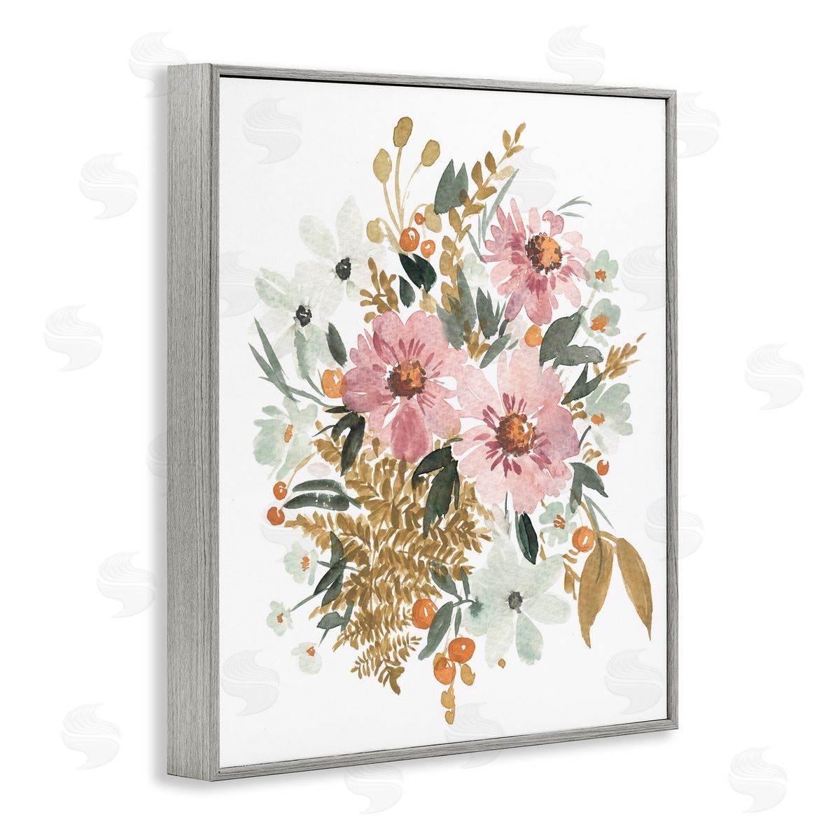 Bundle Of Wildflowers Grey Frame Print Wall Art, Home Decor by Amanda Cook