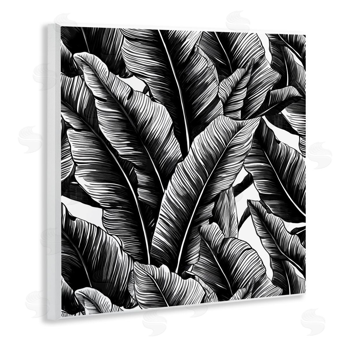 Black Bold Fronds Wood Plaque Wall Art, Home Decor by Walker Noble