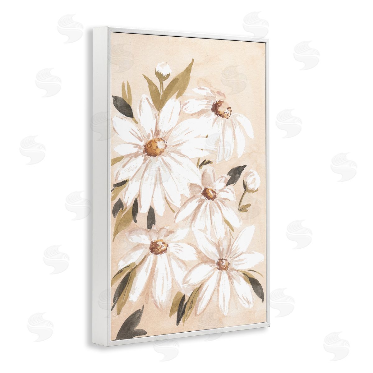 Soft Muted Daisies White Frame Print Wall Art, Home Decor by Amanda Cook