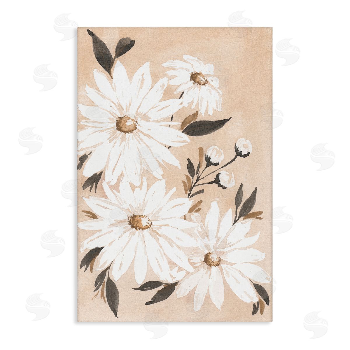 Muted Neutral Daisies Canvas Wall Art, Home Decor by Amanda Cook
