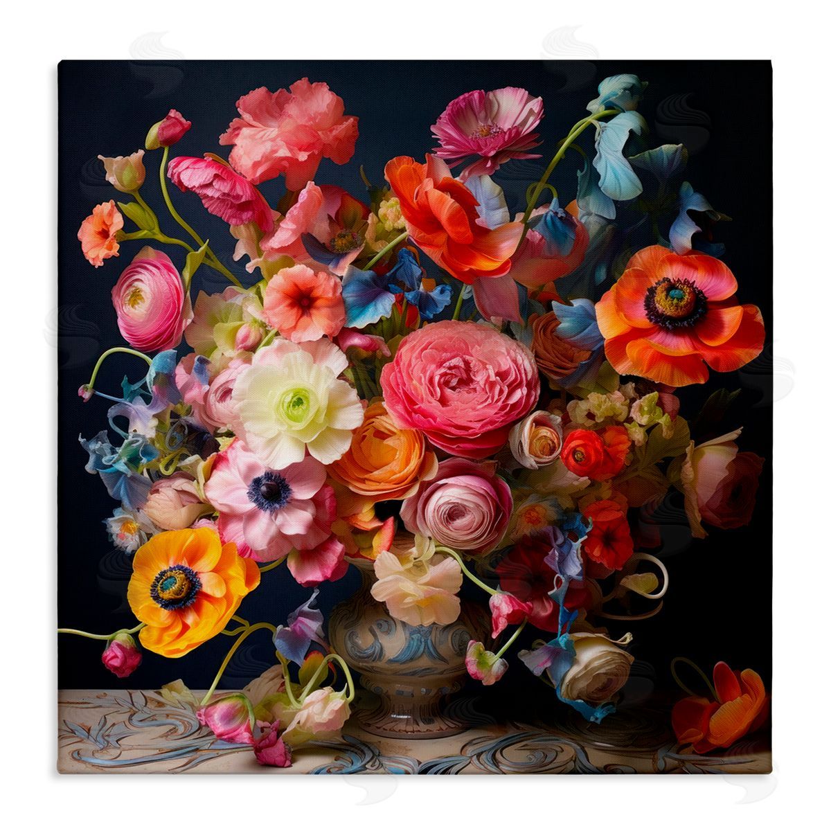 Mixed Full Bouquet Canvas Wall Art, Home Decor by Lazar Studio