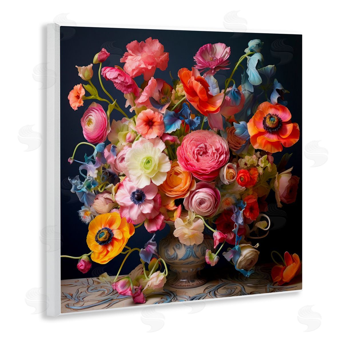 Mixed Full Bouquet Wood Plaque Wall Art, Home Decor by Lazar Studio
