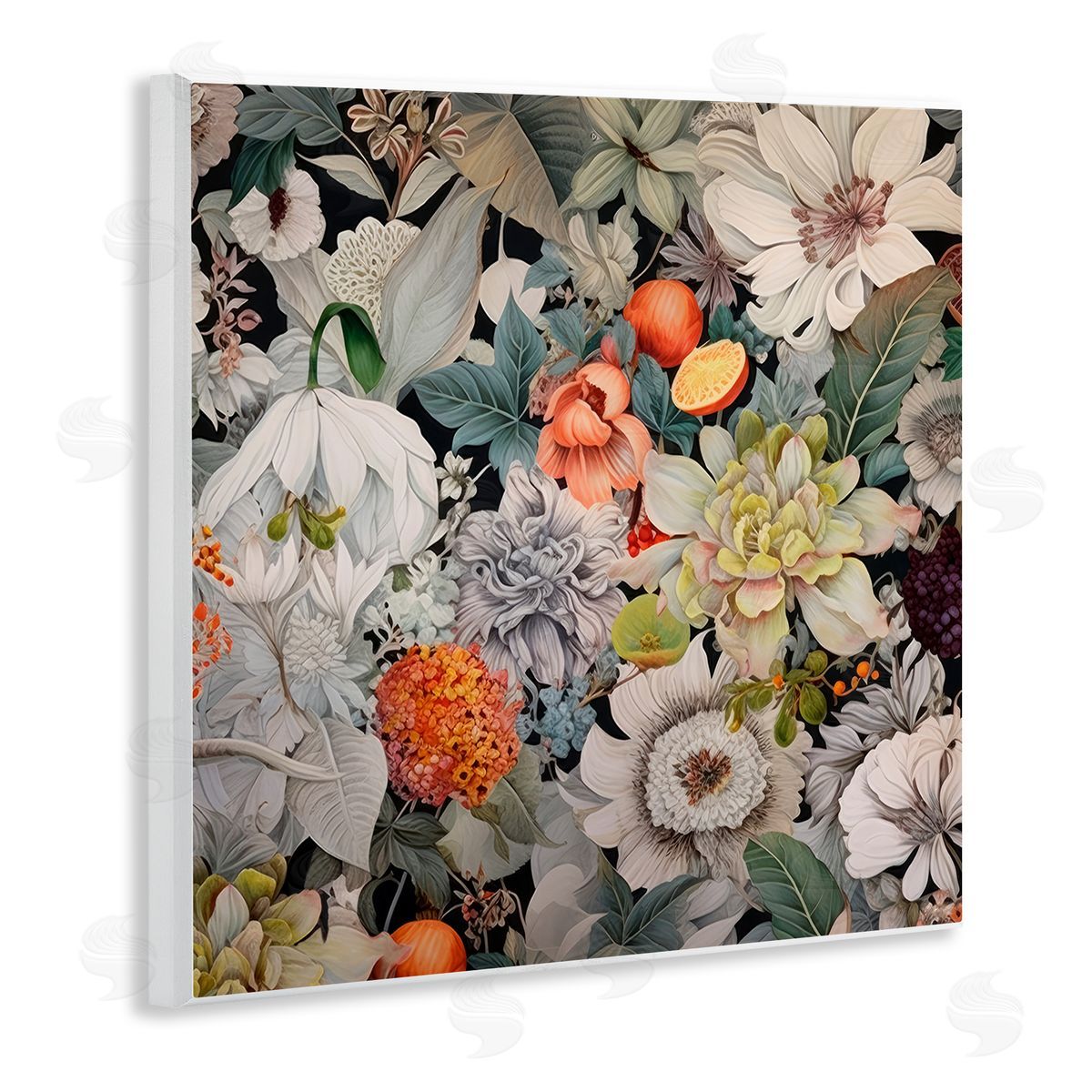 Grey Mixed Florals Wood Plaque Wall Art, Home Decor by Lazar Studio