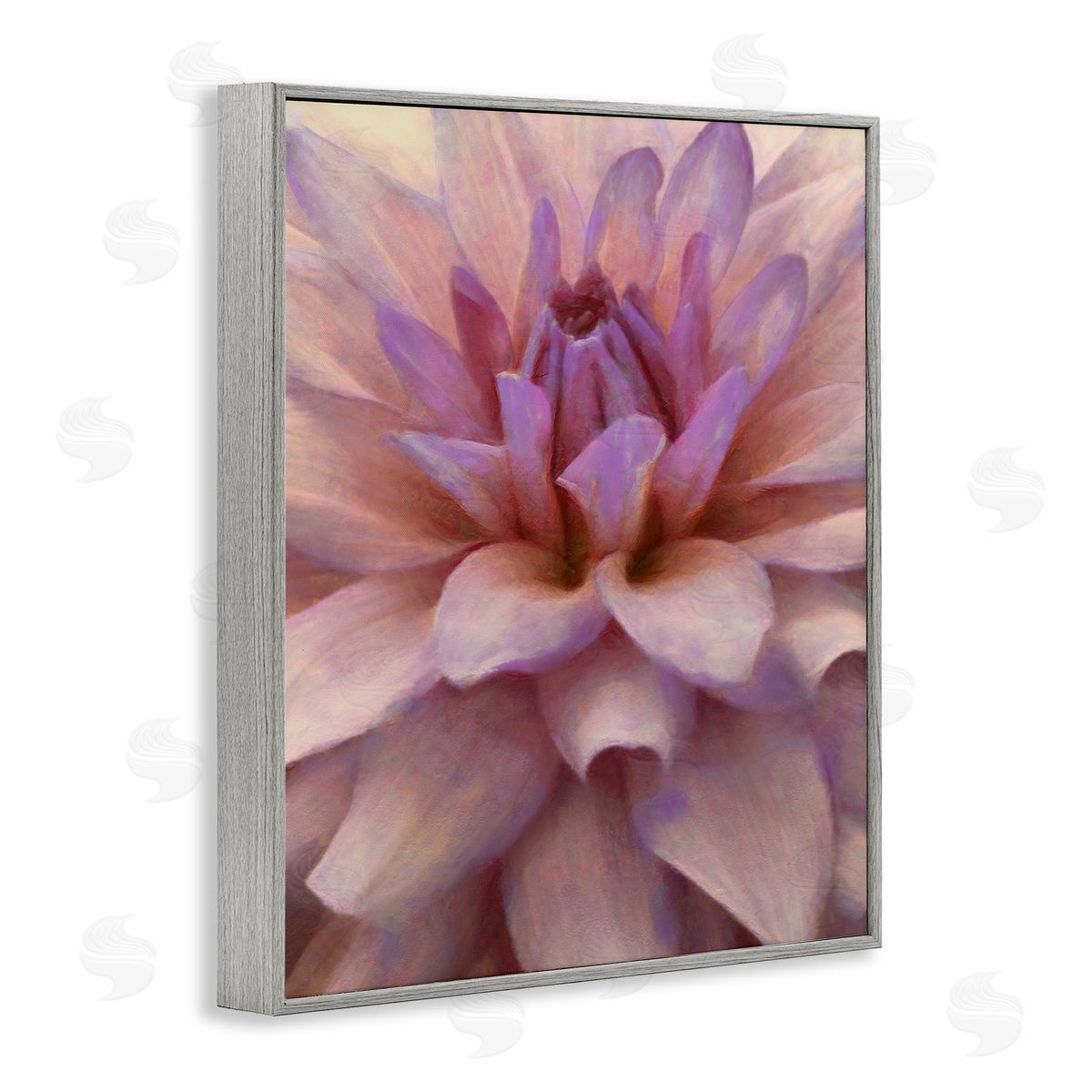 Purple Dahlia Petals Grey Frame Print Wall Art, Home Decor by Alonzo Saunders