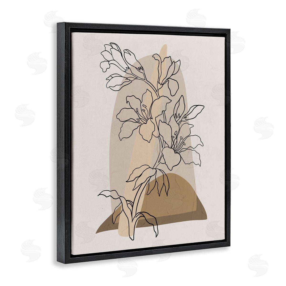 Boho Lily Impression Black Floating Frame Canvas Wall Art, Home Decor by Regina Moore