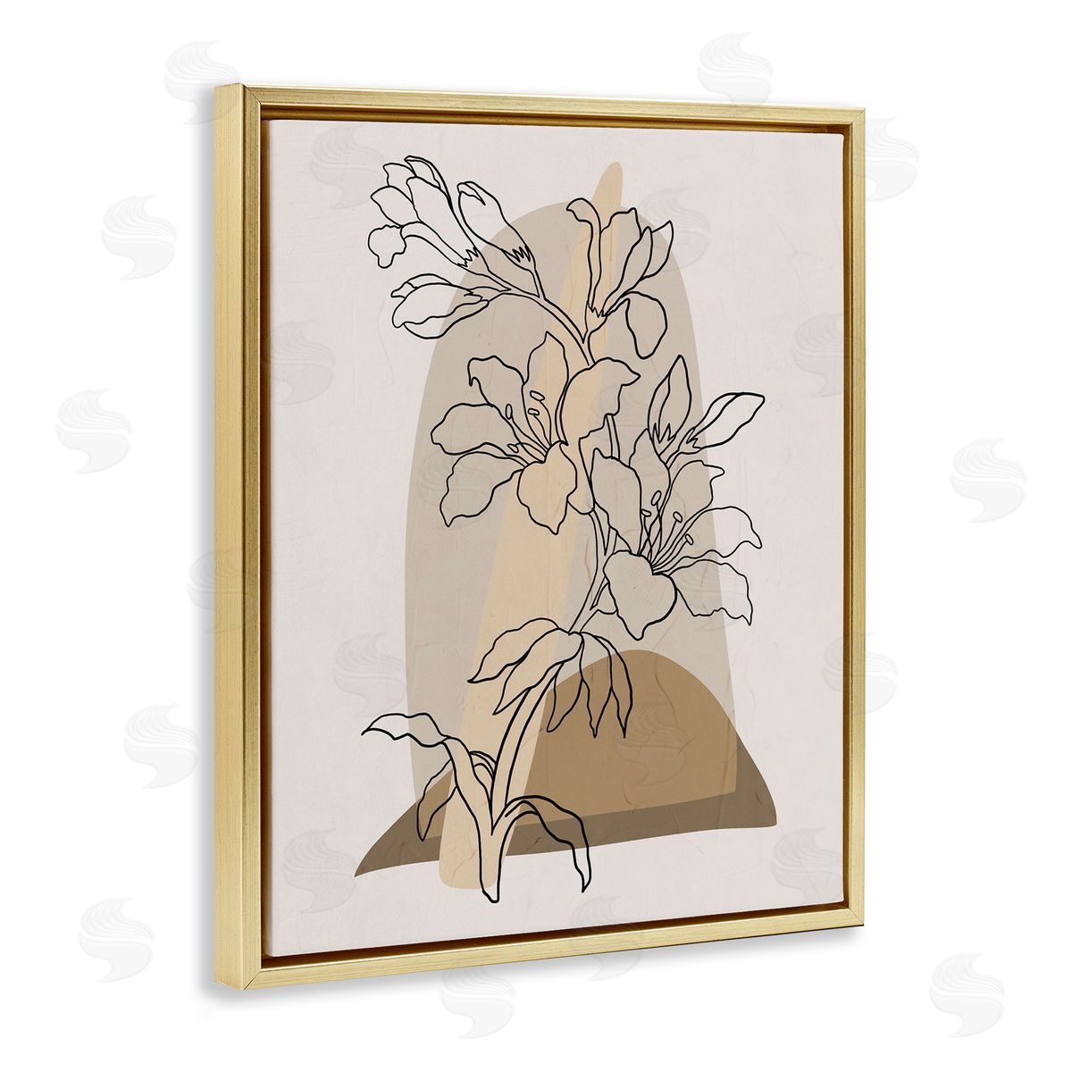 Boho Lily Impression Gold Floating Frame Canvas Wall Art, Home Decor by Regina Moore