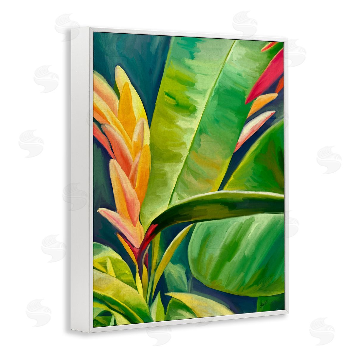Bright Tropics Greenery White Frame Print Wall Art, Home Decor by Amy Hall