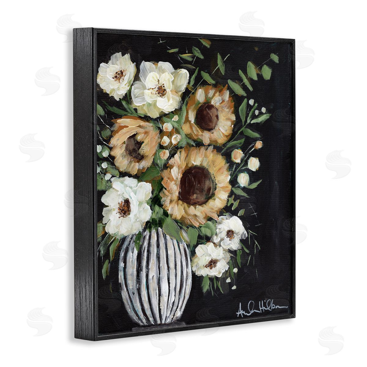 Full Country Bouquet Black Frame Print Wall Art, Home Decor by Amanda Hilburn