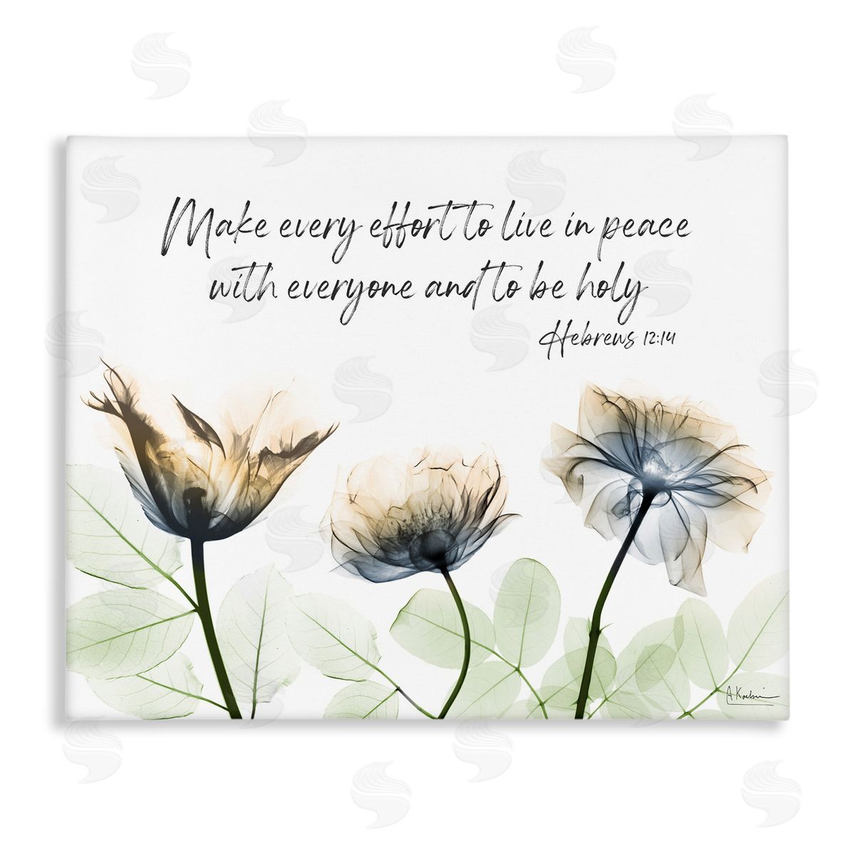 Live In Peace Floral Canvas Wall Art, Home Decor by Albert Koetsier