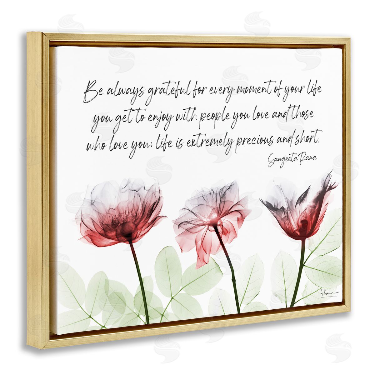 Precious Faith Quote Gold Floating Frame Canvas Wall Art, Home Decor by Albert Koetsier