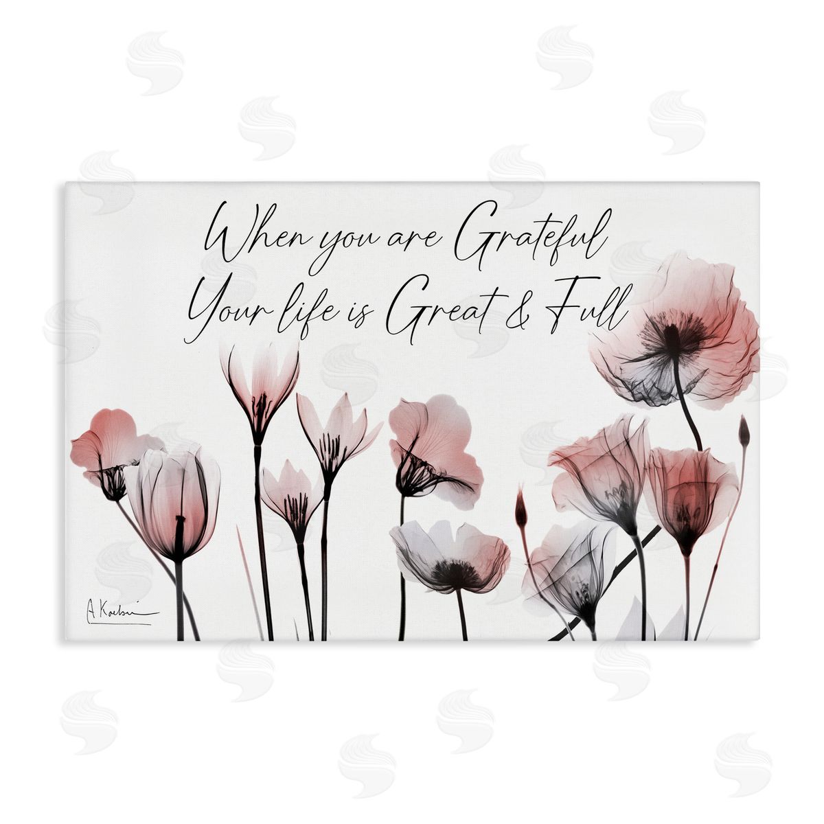 Grateful Faith Floral Canvas Wall Art, Home Decor by Albert Koetsier