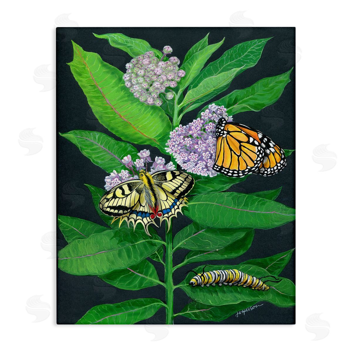 Vintage Milkweed and Insects Canvas Wall Art, Home Decor by Ann Jasperson
